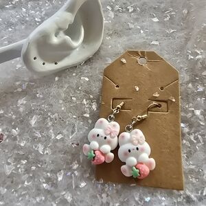 Bunny clay earrings